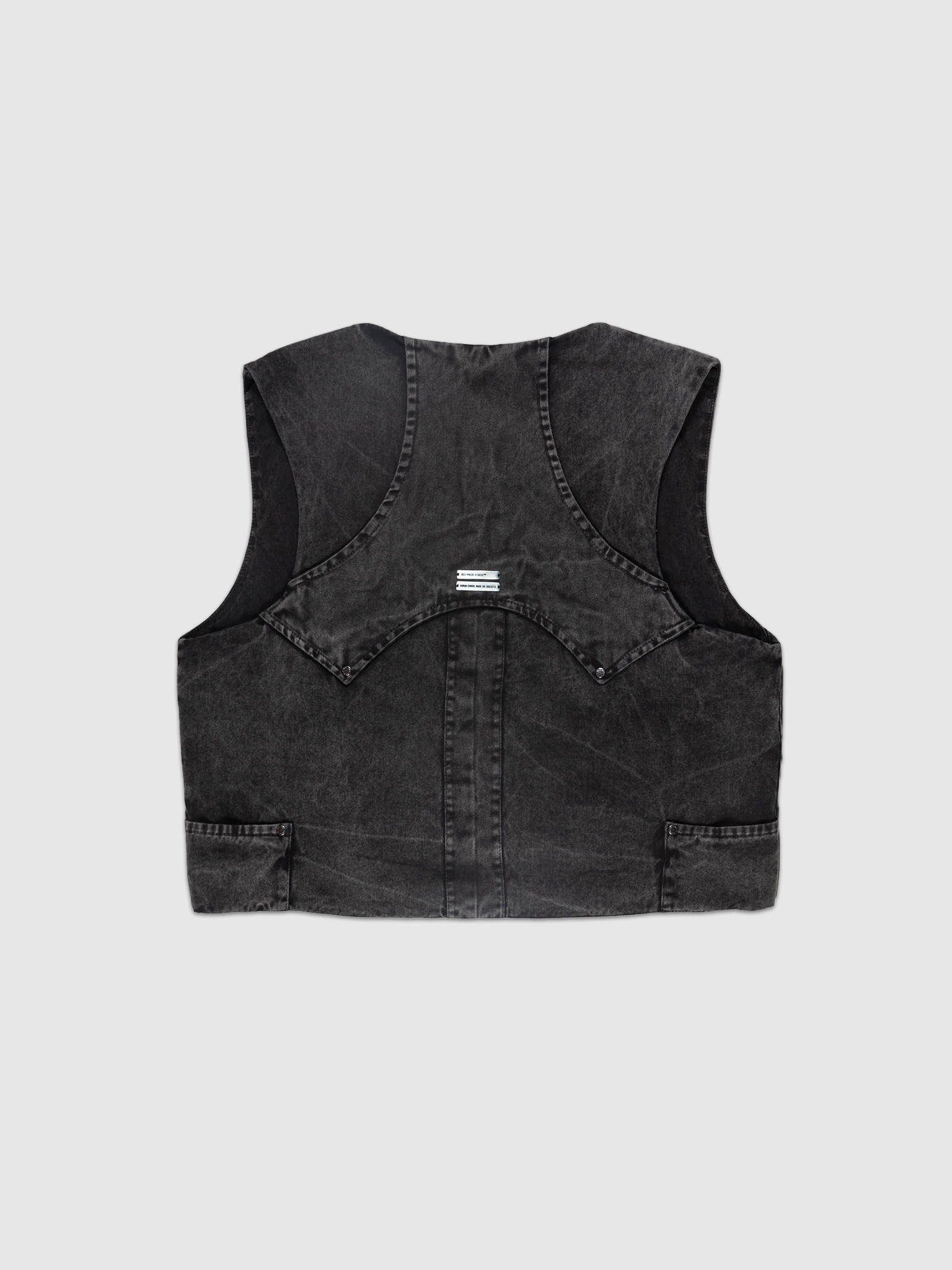 DES.P SEKURIT Stoned Vest — Black/Gray washed tactical vest with multiple utility pockets | Colete tático com lavagem desgastada e múltiplos bolsos utilitários — Des Prezo Studio