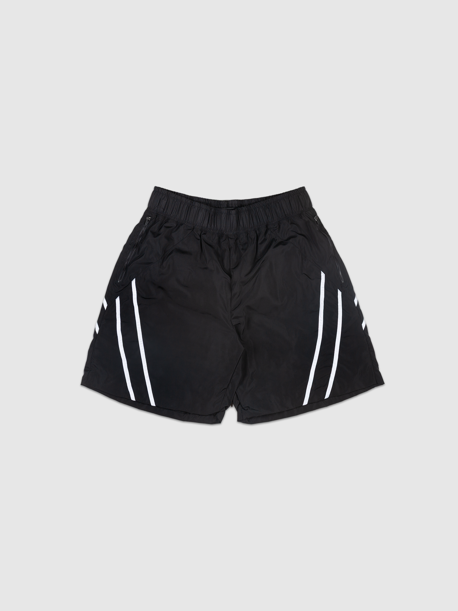 DSPORT Shorts — Black sport shorts with white stripe details | Short esportivo preto com detalhes em listras brancas — Des Prezo Studio