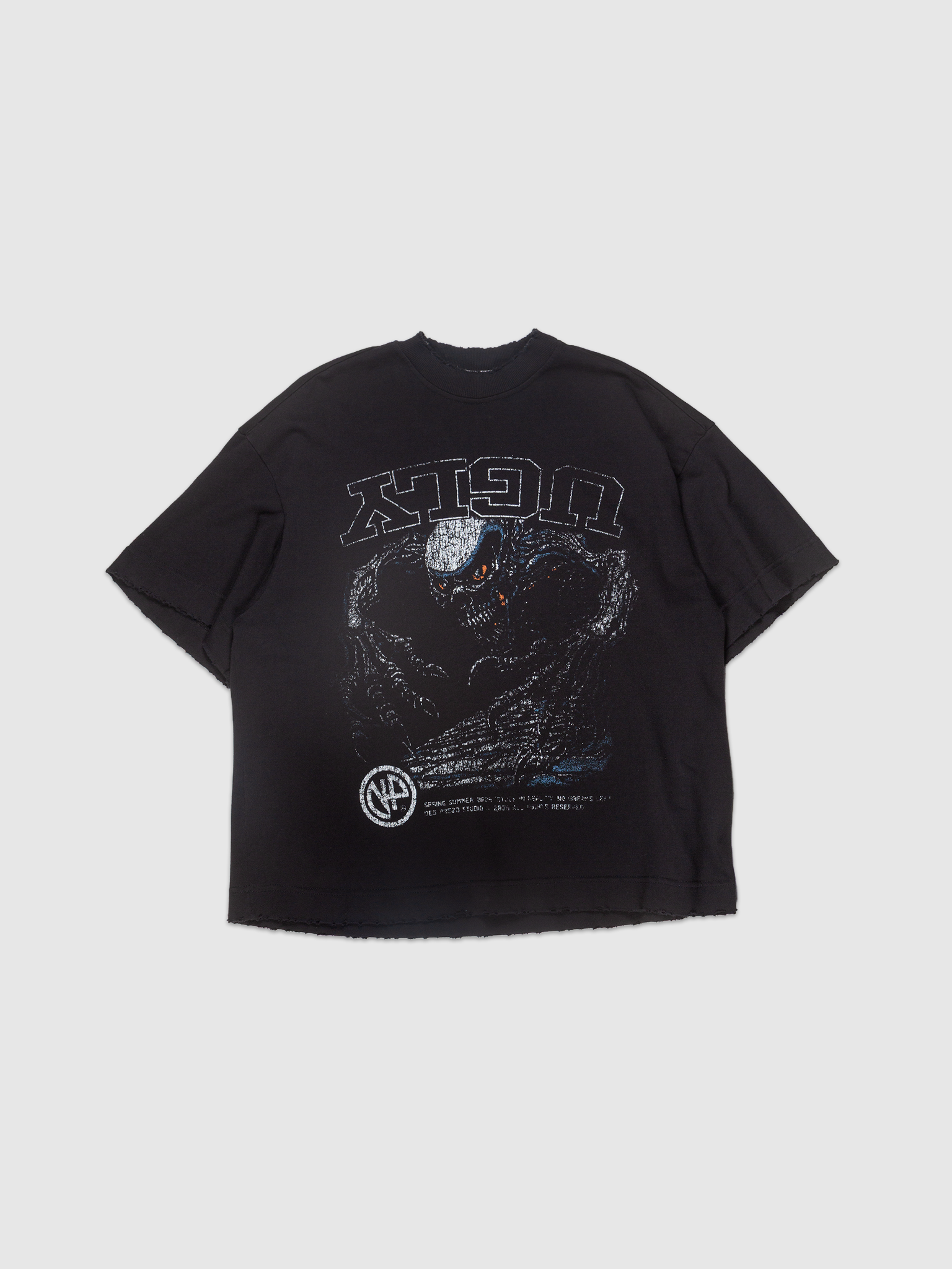 Where Dreams Go To Die Tee — Black stoned oversized boxy t-shirt graphic print | Camiseta preta estonada estampada — Des Prezo Studio
