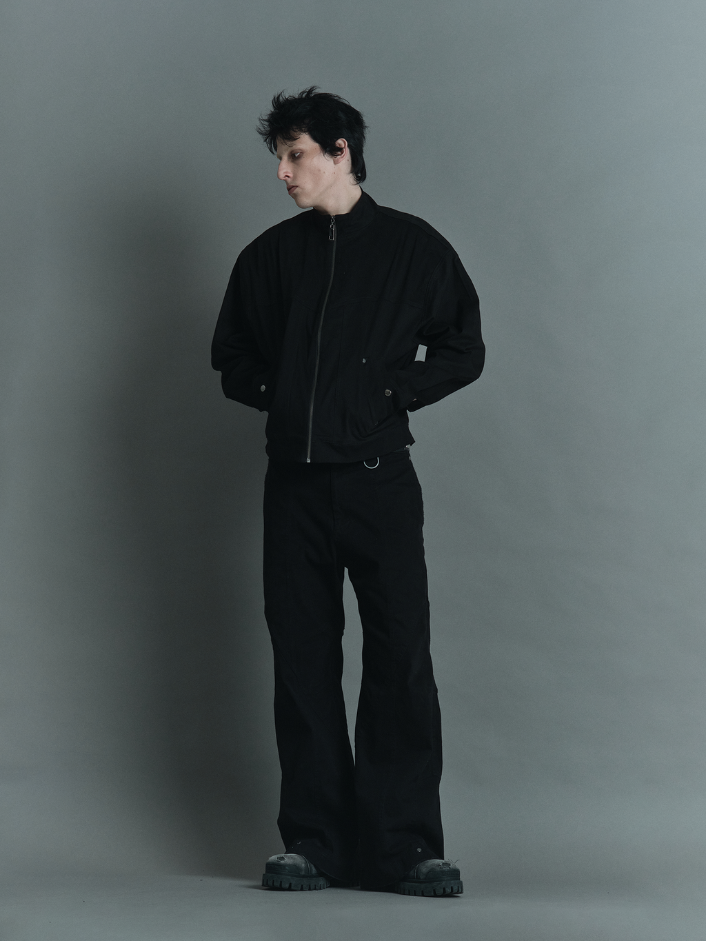 Black Raver Jacket — Black zip jacket with washed finish | Jaqueta preta com zíper frontal e acabamento desgastado — Des Prezo Studio
