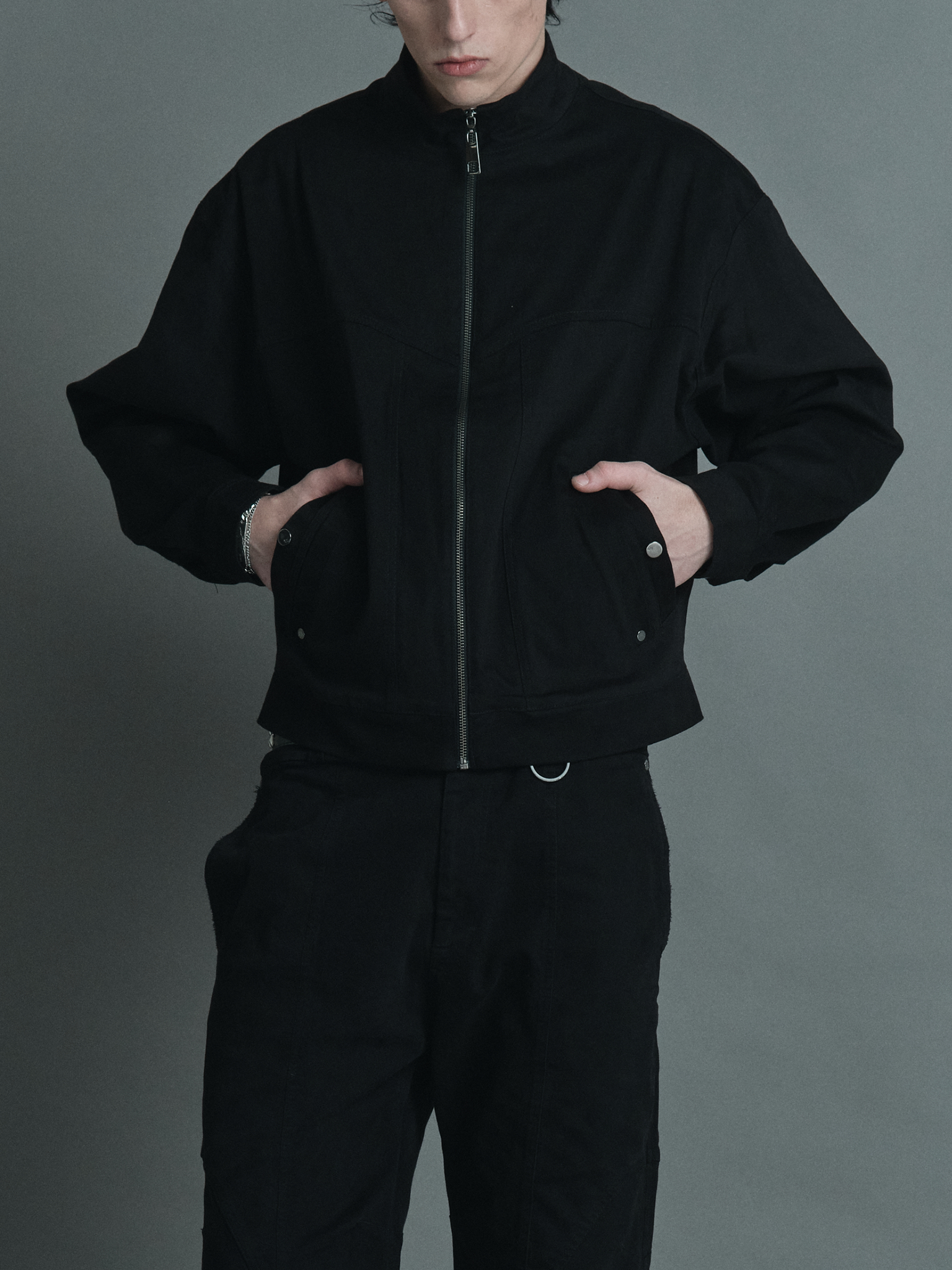 Black Raver Jacket — Black zip jacket with washed finish | Jaqueta preta com zíper frontal e acabamento desgastado — Des Prezo Studio